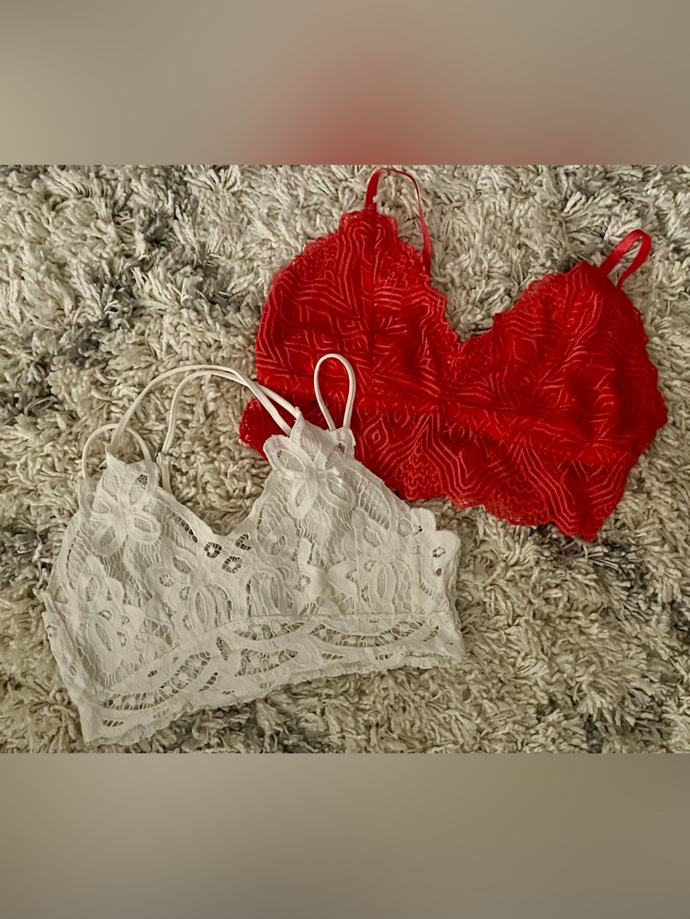 Willow & Root Lace Bralette Bundle Red & Ivory (Size M)